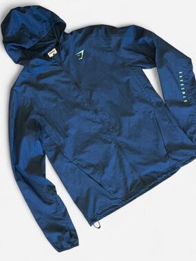 Gymshark Men’s Sport Windbreaker Winter Teal Small Hooded Jacket